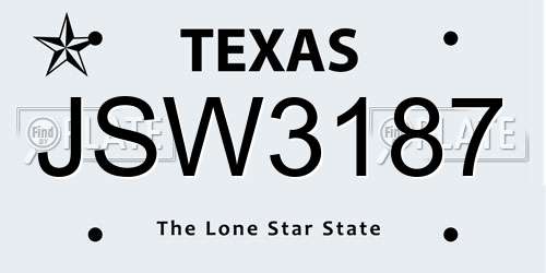 JSW3187 Texas License Plate