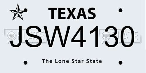 JSW4130 Texas License Plate