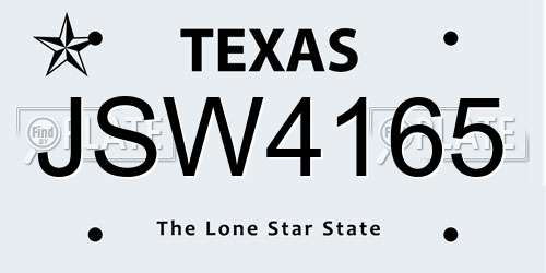 JSW4165 Texas License Plate