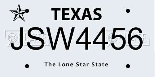 JSW4456 Texas License Plate