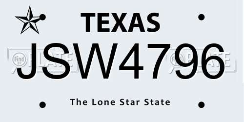 JSW4796 Texas License Plate