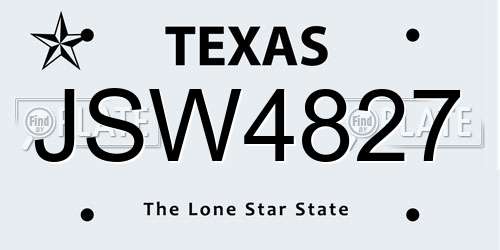 JSW4827 Texas License Plate
