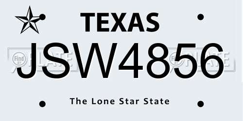 JSW4856 Texas License Plate
