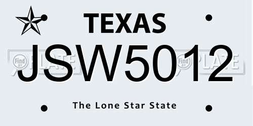 JSW5012 Texas License Plate