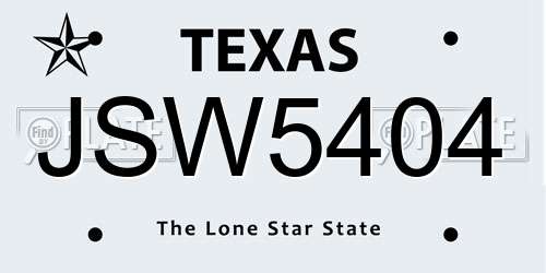 JSW5404 Texas License Plate