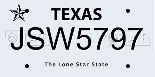 JSW5797 Texas License Plate