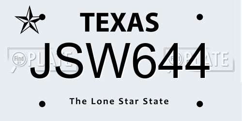 JSW644 Texas License Plate