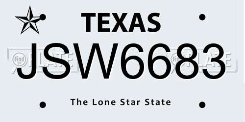 JSW6683 Texas License Plate