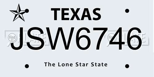 JSW6746 Texas License Plate