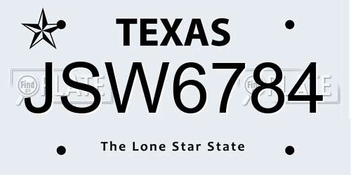 JSW6784 Texas License Plate