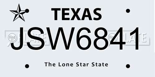 JSW6841 Texas License Plate