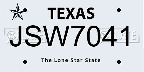JSW7041 Texas License Plate
