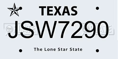 JSW7290 Texas License Plate