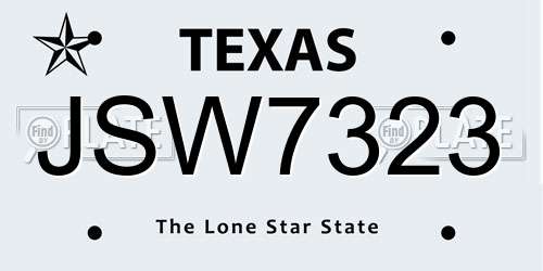 JSW7323 Texas License Plate