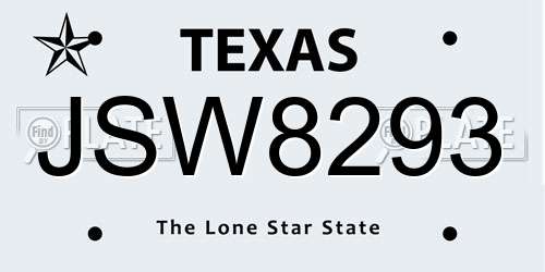 JSW8293 Texas License Plate