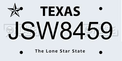 JSW8459 Texas License Plate