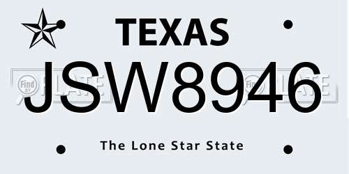 JSW8946 Texas License Plate