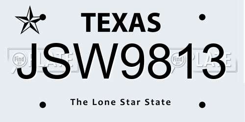 JSW9813 Texas License Plate