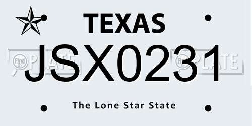 JSX0231 Texas License Plate