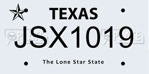 JSX1019 Texas License Plate