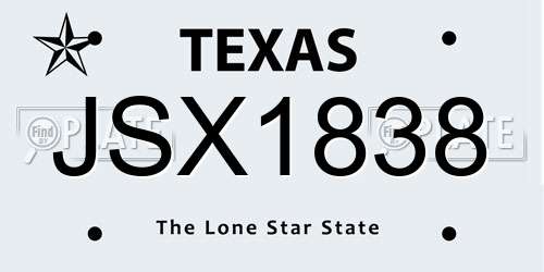 JSX1838 Texas License Plate