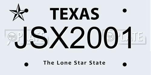 JSX2001 Texas License Plate