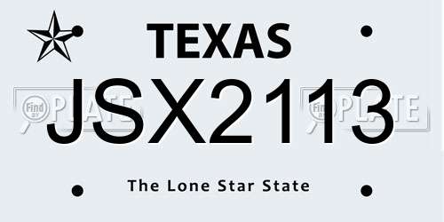 JSX2113 Texas License Plate