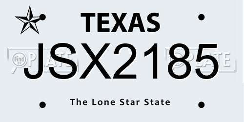 JSX2185 Texas License Plate