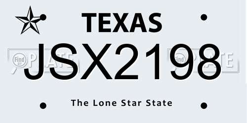 JSX2198 Texas License Plate