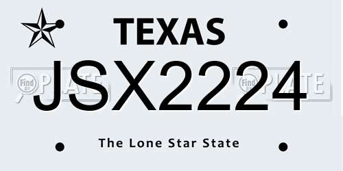 JSX2224 Texas License Plate