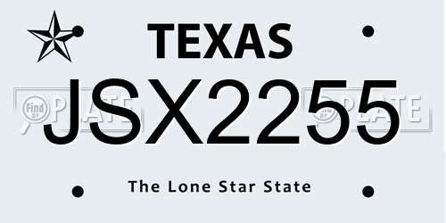 JSX2255 Texas License Plate