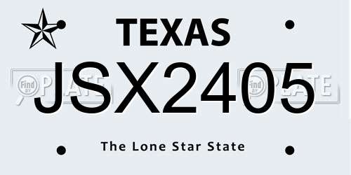 JSX2405 Texas License Plate