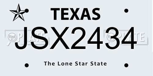 JSX2434 Texas License Plate
