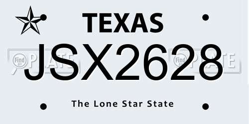 JSX2628 Texas License Plate
