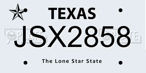 JSX2858 Texas License Plate
