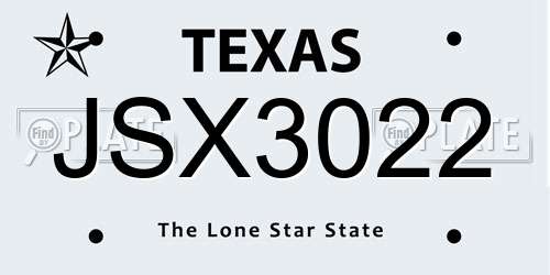 JSX3022 Texas License Plate
