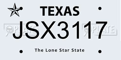 JSX3117 Texas License Plate