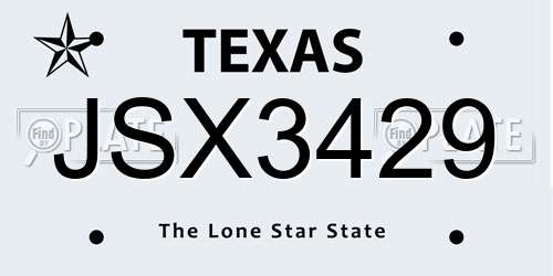 JSX3429 Texas License Plate