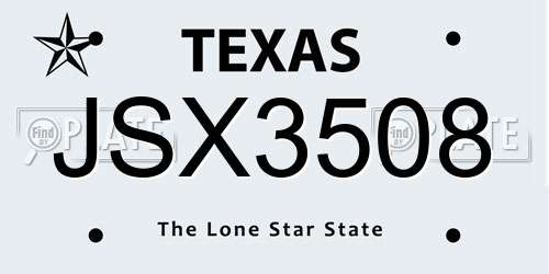 JSX3508 Texas License Plate