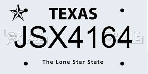 JSX4164 Texas License Plate