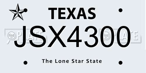 JSX4300 Texas License Plate