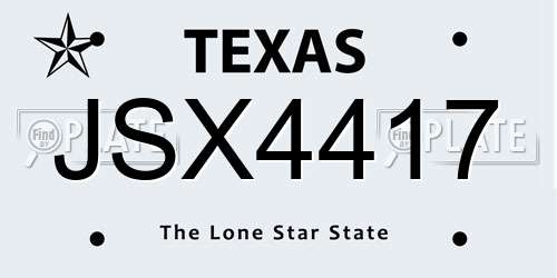 JSX4417 Texas License Plate