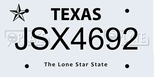 JSX4692 Texas License Plate