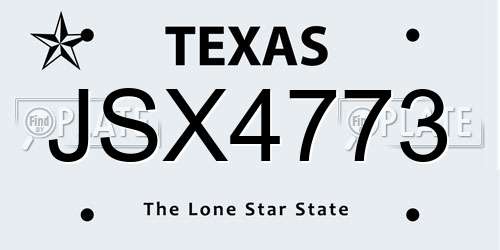JSX4773 Texas License Plate