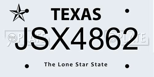 JSX4862 Texas License Plate