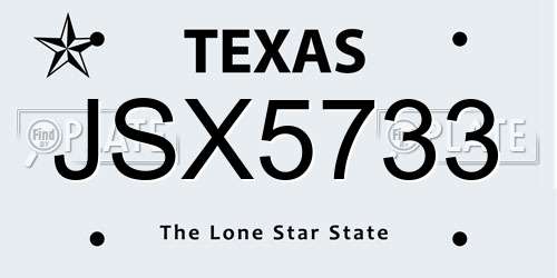JSX5733 Texas License Plate
