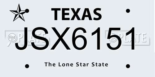 JSX6151 Texas License Plate