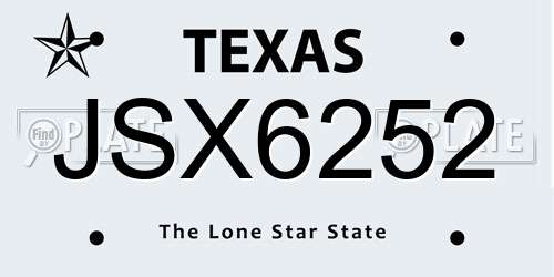 JSX6252 Texas License Plate