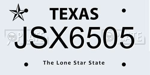 JSX6505 Texas License Plate