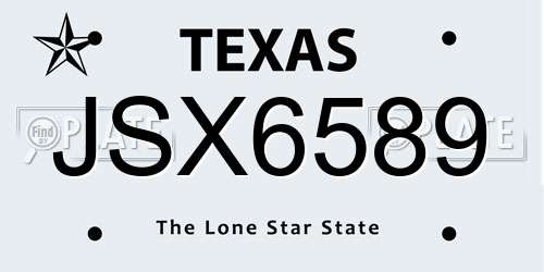 JSX6589 Texas License Plate